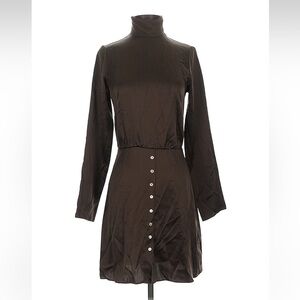 Sablyn Brown Silk Long Sleeved Dress